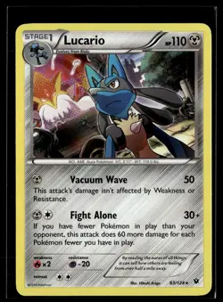 Lucario 63/124 Fates Collide Rare Holo Pokemon - Image 1
