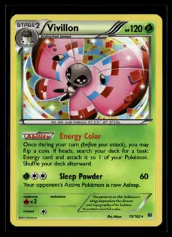 Vivillon 15/162 BREAKthrough Rare Holo Pokemon - Image 1