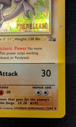 Fossil | Pokemon Prerelease Aerodactyl #1/62 Holo Rare 1st Edition - Image 5