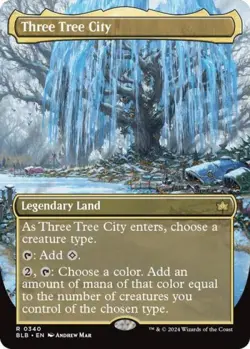 Three Tree City (Borderless) (0340) - Light Play MTG Bloomburrow - Image 1