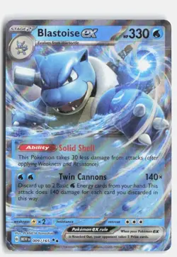 Blastoise ex 009/165 151 Double Rare Pokemon NM - Image 1