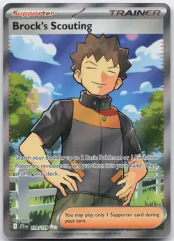 BROCK'S SCOUTING 179/159 ULTRA RARE JOURNEY TOGETHER POKEMON HOLO NM - Image 1