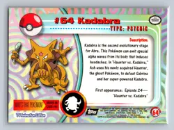 Kadabra #64 Topps Trading Cards Series 1 Pokemon Near Mint - Image 2