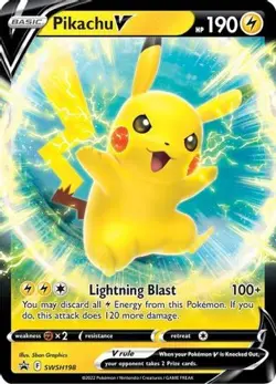 Pikachu V SWSH198 Holo Promo Sword & Shield Promo Pokemon Near Mint - Image 1