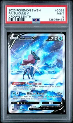 Pokemon TCG: Crown Zenith - Suicune V GG38 Galarian Gallery Alt Art [PSA 9] - Image 1
