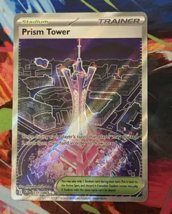 Prism Tower 111/086: Chaos Rising Trainer Stadium Full Art Holo (IR). NM Pokemon - Image 1