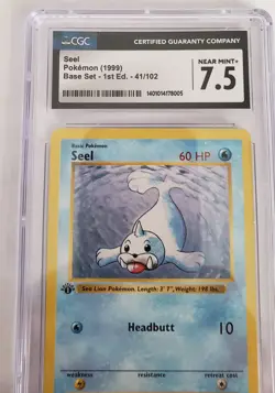 Pokemon Seel 1st Edition Shadowless 41/102 Base Set CGC 7.5 (NM/MINT) - Image 2