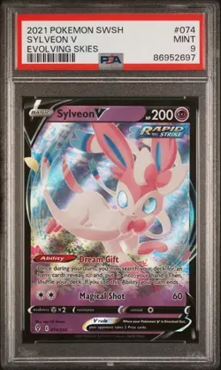 2021 Pokemon Evolving Skies Sylveon V 074/203 Holo Rare PSA 9 MINT - Image 1
