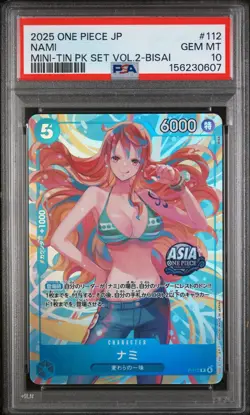2025 One Piece Japanese NAMI #112 GEM MT PSA 10 Mini-Tin Pack Set Vol.2-Bisai - Image 1