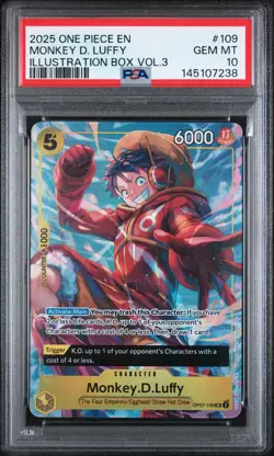 2025 ONE PIECE ILLUSTRATION BOX VOL 3 PROMO #109 MONKEY D LUFFY PSA 10 GEM MINT - Image 1