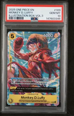 2025 ONE PIECE PROMOS ILLUSTRATION BOX VOL.3 #109 MONKEY D. LUFFY PSA 10 - Image 1