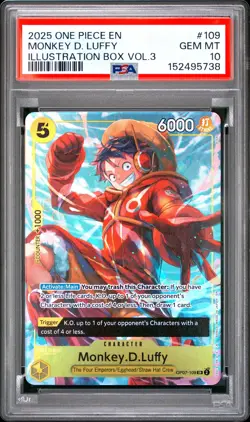 2025 ONE PIECE PROMOS ILLUSTRATION BOX VOL.3 #109 MONKEY D. LUFFY PSA 10 - Image 1