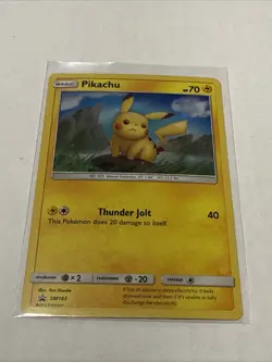 Pokemon TCG Pikachu SM183 Black Star Promo Holo Card SWIRL - Image 1