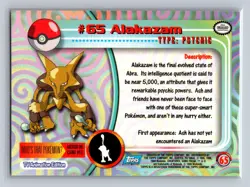 Alakazam #65 Topps Trading Cards Series 1 Pokemon Near Mint - Image 2