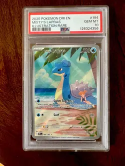 2025 POKEMON DESTINED RIVALS PSA 10 MISTY’S LAPRAS ILLUSTRATION RARE 194 - Image 1