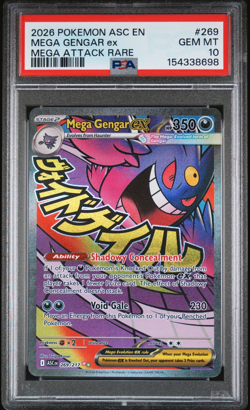 2026 POKEMON ASC EN-ASCENDED HEROES MEGA ATTACK RARE #269 MEGA GENGAR EX PSA 10 - Image 1