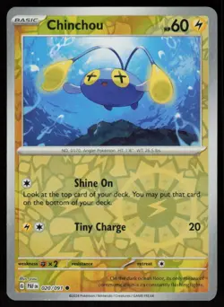 Chinchou 020/091 Common Paldean Fates Pokemon Reverse Holo Near Mint - Image 1