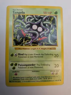 Pokemon TCG Tangela Base Set 66/102 Regular Shadowless Common - Image 1