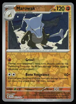 Marowak 73/142 Uncommon Stellar Crown Pokemon Reverse Holo Near Mint - Image 1