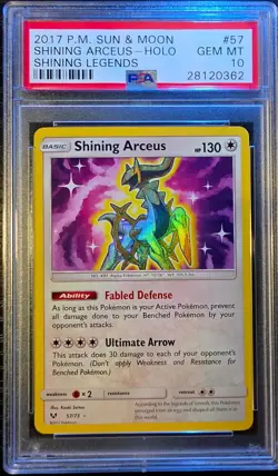 2017 POKEMON SUN & MOON SHINING LEGENDS #57 SHINING ARCEUS-HOLO PSA 10 - Image 1