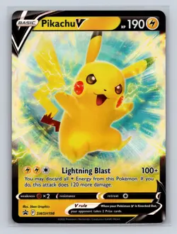 Pikachu V SWSH198 Holo Promo Sword & Shield Promo Pokemon NM - Image 1
