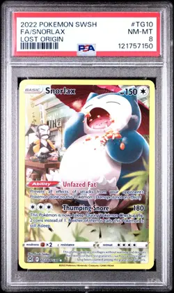 2022 POKEMON SWORD & SHIELD LOST ORIGIN #TG10 FULL ART/SNORLAX PSA 8 - Image 1
