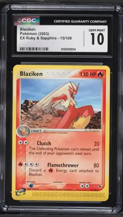 2003 Pokemon Ruby & Sapphire Blaziken #15 CGC 10 - Image 1