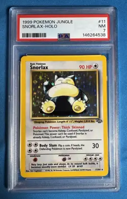 👀 1999 SNORLAX PSA 7 Pokemon Jungle Unlimited Holo TCG Card WOTC 11/64 📈 - Image 1