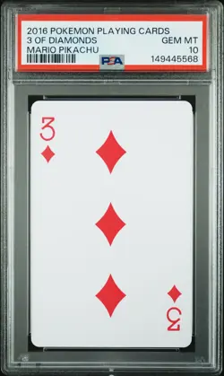 2016 POKEMON PLAYING CARDS MARIO PIKACHU 3 OF DIAMONDS PSA 10 - Image 1