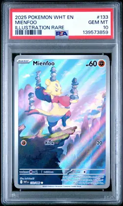 2025 POKEMON WHT EN-WHITE FLARE ILLUSTRATION RARE #133 MIENFOO PSA 10 - Image 1