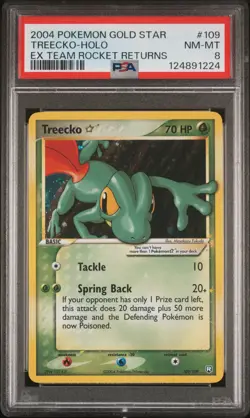 2004 POKEMON EX TEAM ROCKET RETURNS GOLD STAR #109 TREECKO-HOLO PSA 8 - Image 1