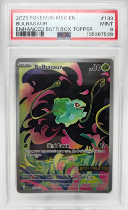 Bulbasaur PSA 9 Enhanced Bstr Box Topper 2025 Pokemon Meg En #133 - Image 1