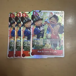 4x Ace & Sabo & Luffy OP13-007 SR - One Piece TCG English Playset Near-Mint - Image 1