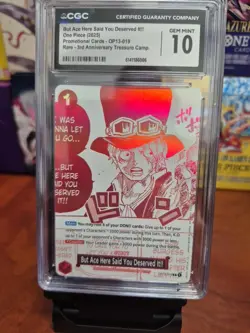 2025 One Piece 3rd Anniversary Promo Card Op13-019 Sabo CGC 10 Gem Mint - Image 1