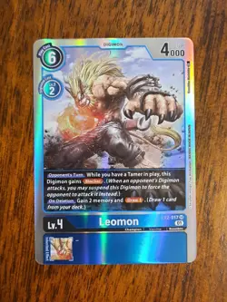 Leomon EX2-017 SR (Holo) Digital Hazard Digimon Card. - Image 1