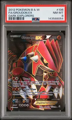 2012 POKEMON BLACK & WHITE DARK EXPLORERS #106 FULL ART/GROUDON EX PSA 8 - Image 1