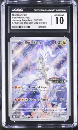 Pokemon N's Reshiram 167/159 Journey Together Stamp Display Box - CGC 10 - Image 1