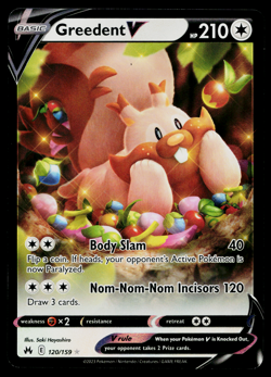 Greedent V 120/159 Holo Rare V Crown Zenith Pokemon Near Mint - Image 1