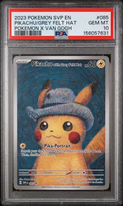 2023 POKEMON SVP EN-SV BLACK STAR PROMO #085 PIKACHU WITH GREY FELT HAT PSA 10 - Image 1