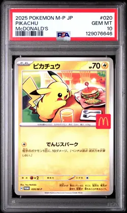 2025 POKEMON JAPANESE M-P PROMO MCDONALD'S #020 PIKACHU PSA 10 - Image 1