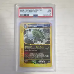 Pokemon Company 2002 Pokemon Expedition Tyranitar 029/165 Reverse Holo PSA 9 - Image 1