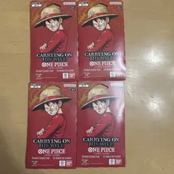 One Piece TCG Carrying On His Will Sleeved Booster Pack OP-13 English LOT of (4) - Image 1