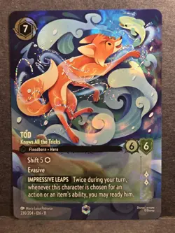 Disney Lorcana Tod-Knows All the Tricks Foil Card 230/204 Fox and the Hound - Image 1