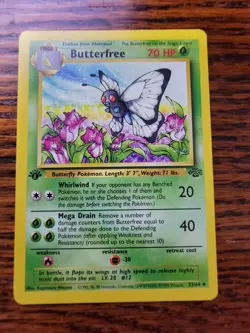 LP! Pokemon Card - 1st Edition "d" Butterfree ERROR Jungle 1999 33/64 Misprint - Image 1