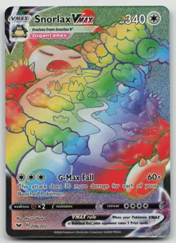 Snorlax VMAX Secret Rare Full Art Holo Pokemon TCG Card 206/202 Sword & Shield - Image 1