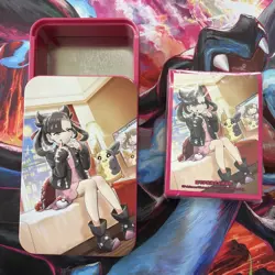 Pokemon TCG Chinese Trainer Storage Tin Marnie With Card Sleeves US Seller - Image 2