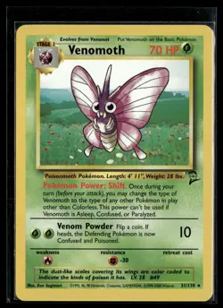 Venomoth 31/130 Base Set 2 Rare Pokemon - Image 1