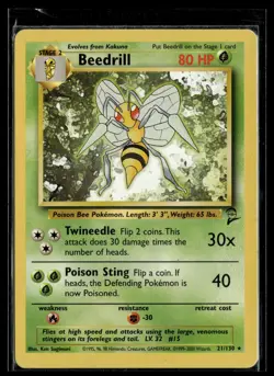 Beedrill 21/130 Base Set 2 Rare Pokemon - Image 1