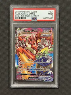Pokemon TCG Blaziken VMAX Secret Rare Holo PSA 9 Chilling Reign 201/198 - Image 1