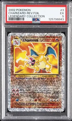 2002 POKEMON LEGENDARY COLLECTION #3 CHARIZARD-REVERSE FOIL PSA 5 - Image 1